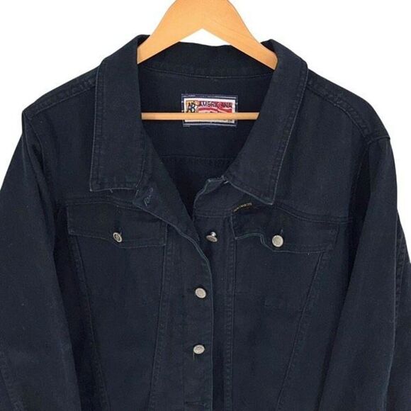 Americana Blues Womens Button Front Denim Jean‎ Trucker Jacket Black Size XL - Picture 2 of 7